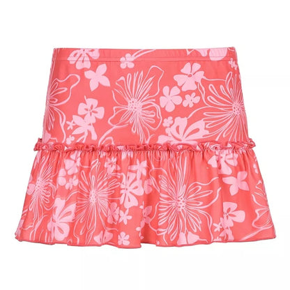 Hawaiian Hibiscus Flower High Waist Pleated Ruffle Mini Skirt