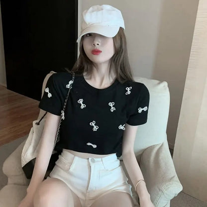 Pearl Bow Short Sleeve Shirt