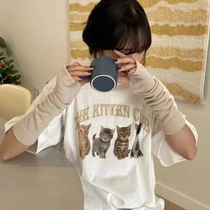 Kitten Print Short Sleeve T-shirt