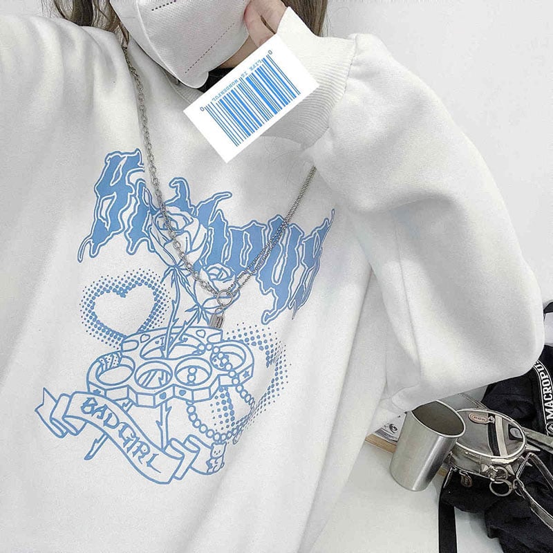 Knuckle Ring Bad Girl Print Sweater