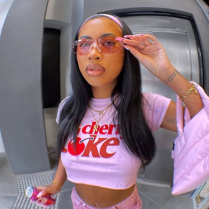 Pink Cherry Soda Print Crop T-shirt