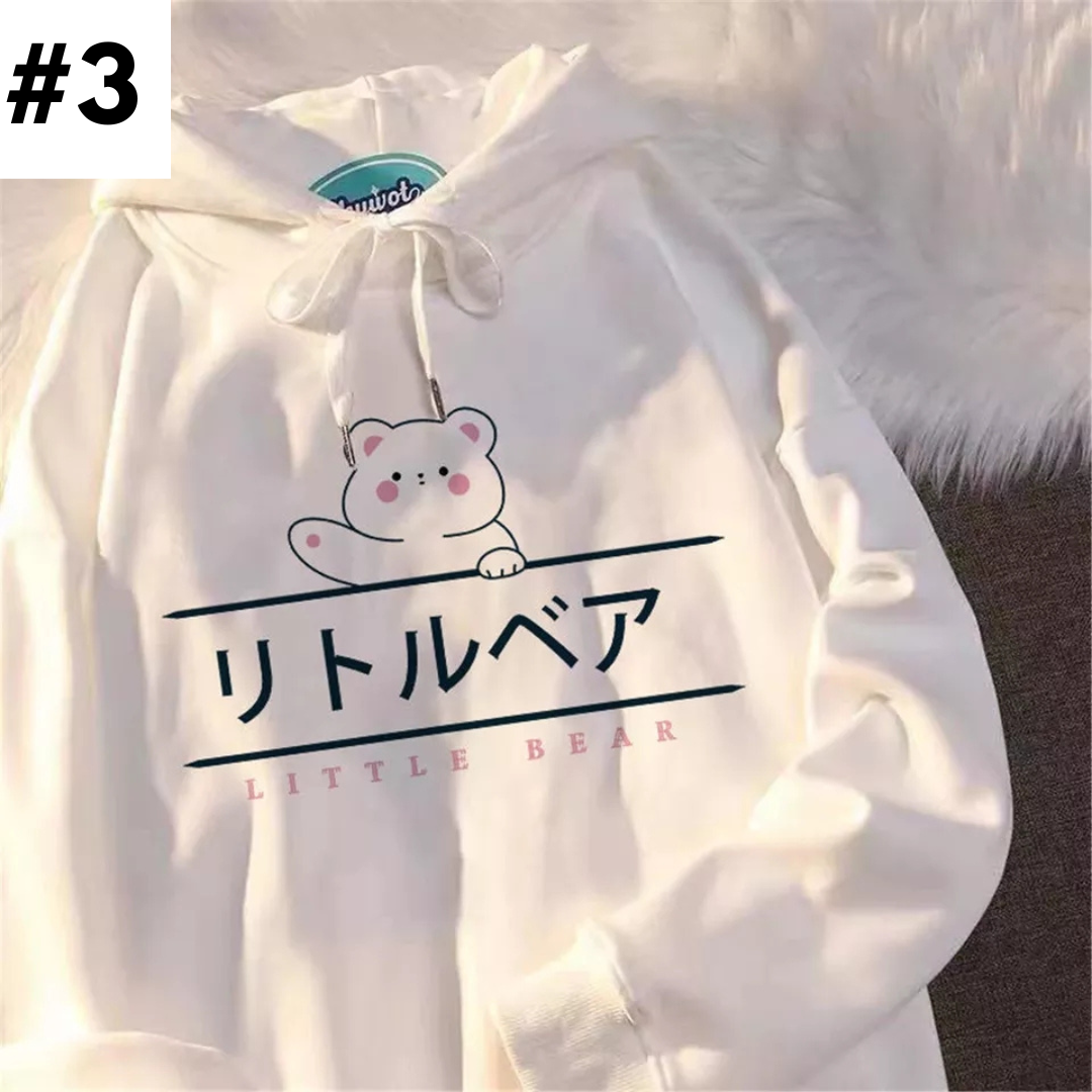 Japanese Anime Dog Print Oversized Hoodie