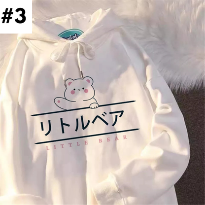 Japanese Anime Dog Print Oversized Hoodie