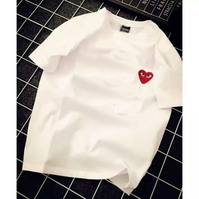 Cute Heart Shape Love Embroidery Loose Oversize Short Sleeve Short T-shirt Tee Top Summer Casual E-Girl Kawaii Korean Japanese Harajuku Streetwear