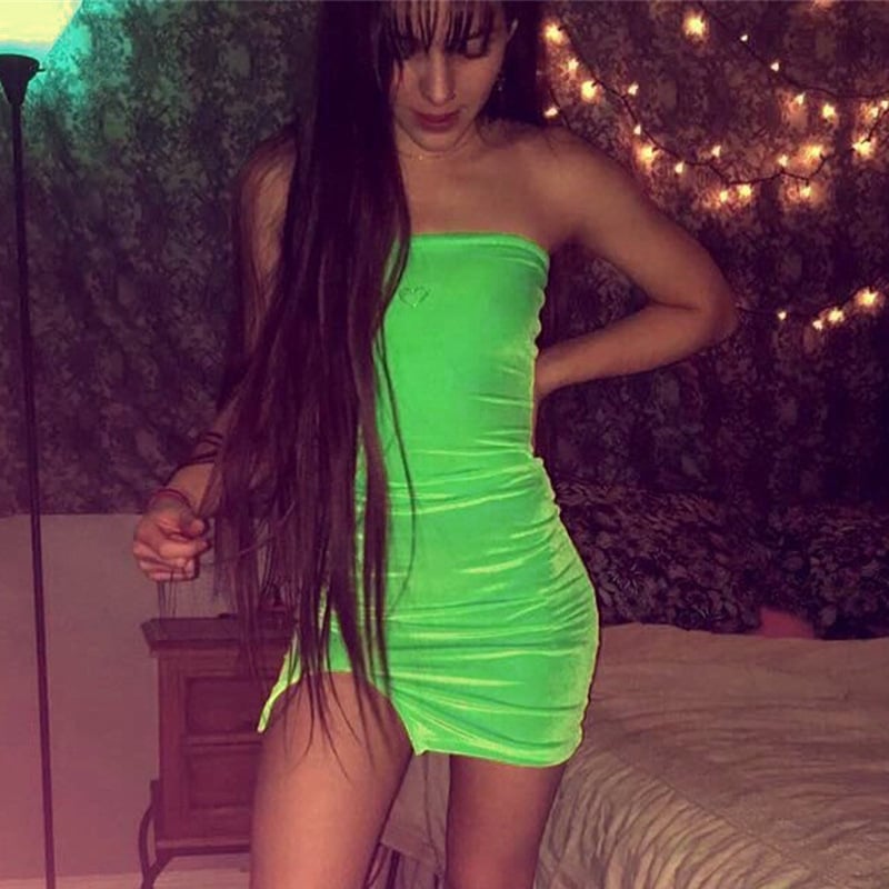 Cute Sexy Heart Love Velvet Mini Split Dress Bodycon Sleeveless Backless Party E-Girl Kawaii Korean Japanese Harajuku Retro Streetwear Fashion