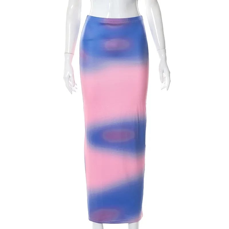 Tie Dye Bodycon Maxi Skirt