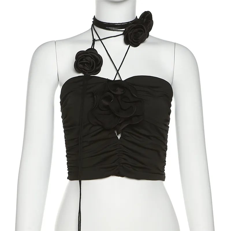 Black Rose Crop Top
