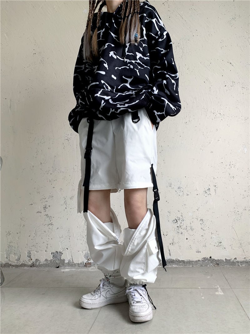White Ribbon Punk Cargo Pants