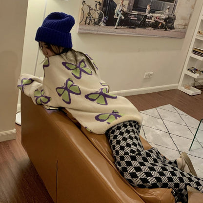 Butterfly Print Loose Sweater