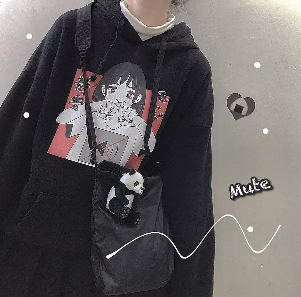 Anime Girl Cartoon Print Graphic White long Sleeve Hoodie Sweater Sweatshirt Pullover Top E-Girl Kawaii Korean Japanese Harajuku Streetwear