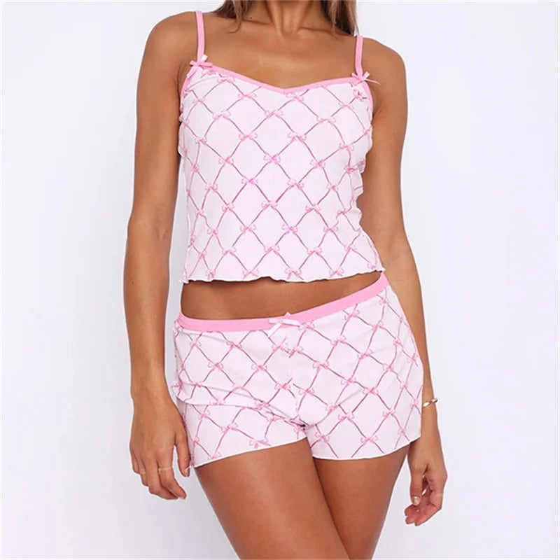 Spliced Bow Pajama Set