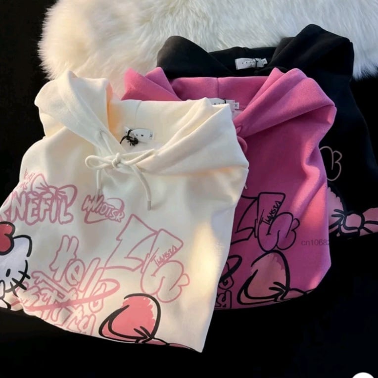 Graffiti Cat Print Hoodie