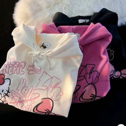 Graffiti Cat Print Hoodie
