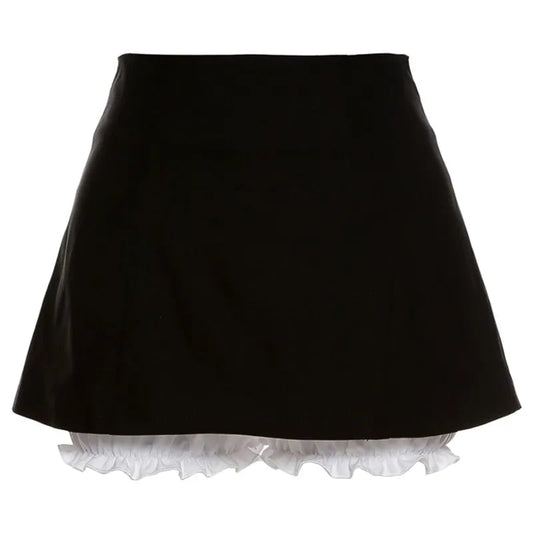 Black Ruffle High Waist Bloomers Mini Skirt