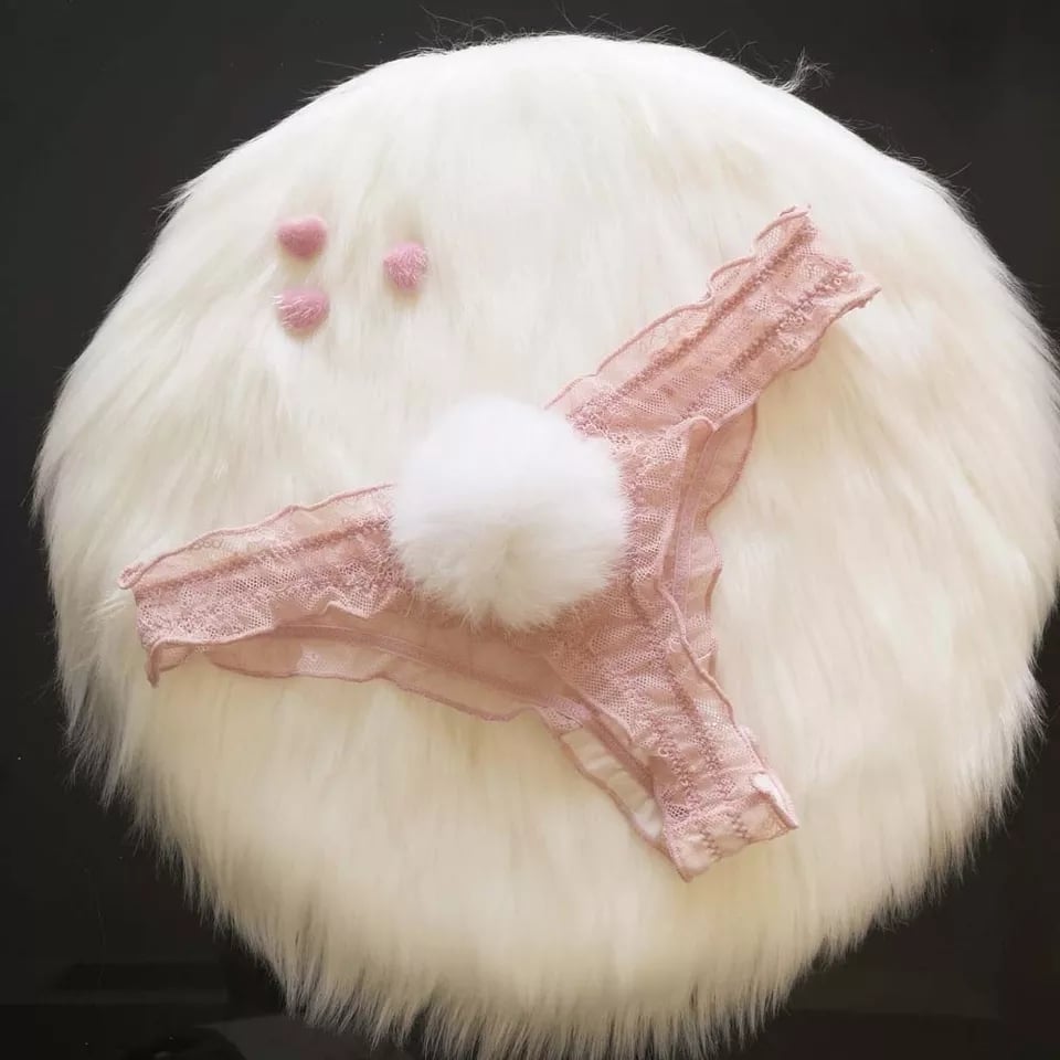 Sexy Cute Bunny Rabbit Pompom Tail Transparent Underwear Panties Lingerie Thong Aesthetic Casual Summer E-Girl Kawaii Korean Japanese Harajuku