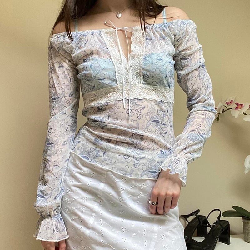 Fairy Floral Lace Patchwork Long Sleeve T-shirt
