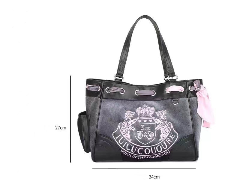 Vintage 90s Velvet Embroidery Tote Bag