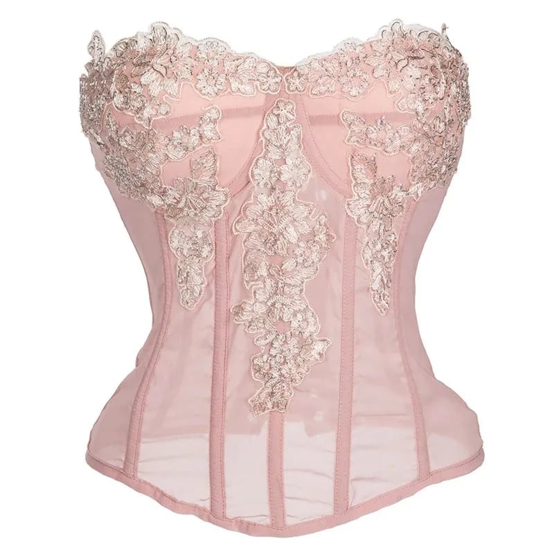 Pink Chiffon Lace Corset