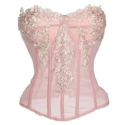 Pink Chiffon Lace Corset