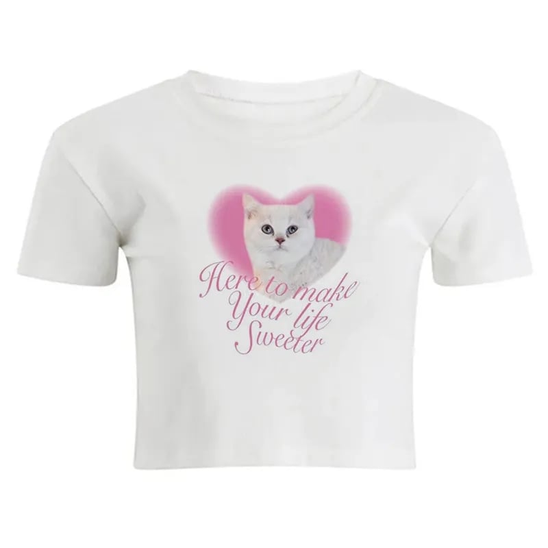 Cat Print Baby Tee