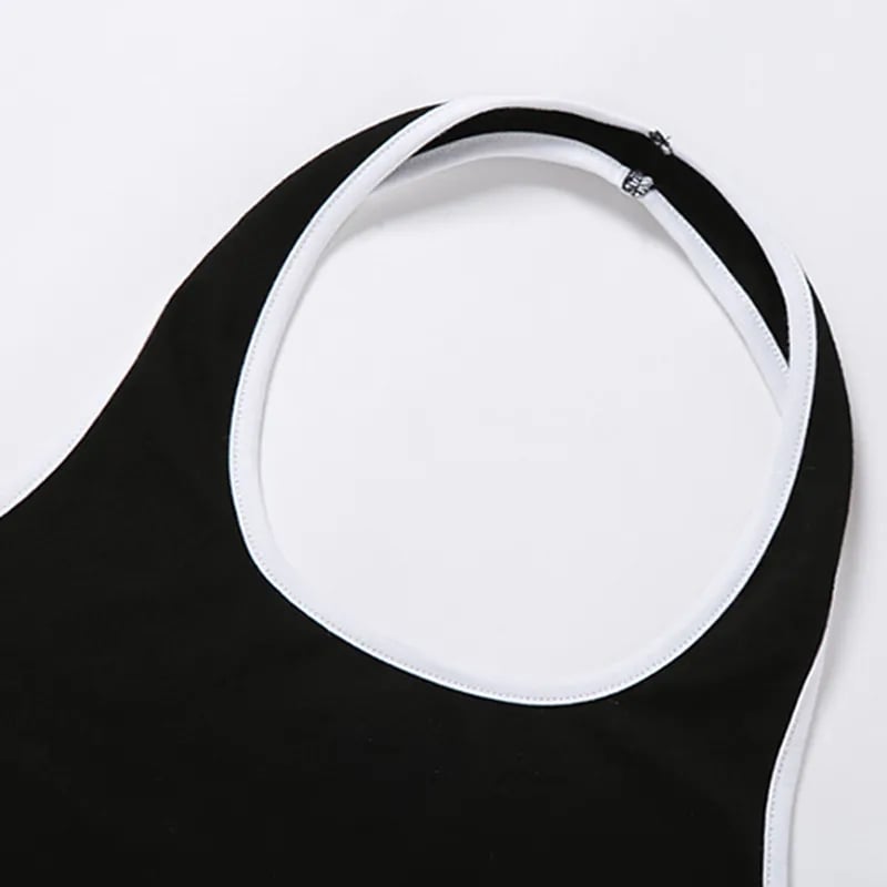 Black & White Patchwork Halter Top