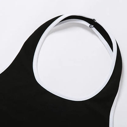 Black & White Patchwork Halter Top
