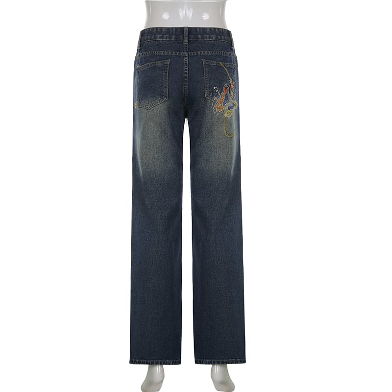 Butterfly Low Waist Denim Jeans
