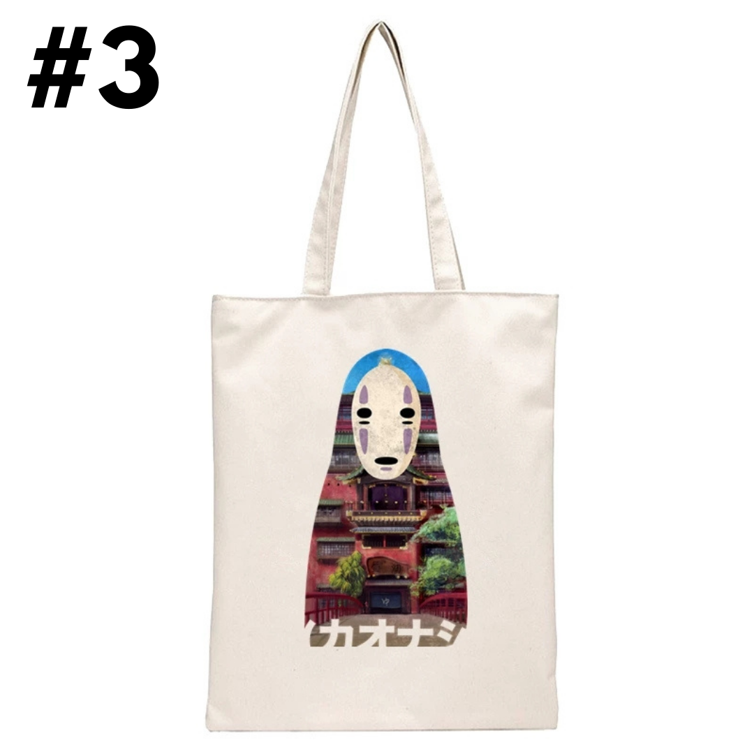 Japanese Anime Print Canvas Tote Bag