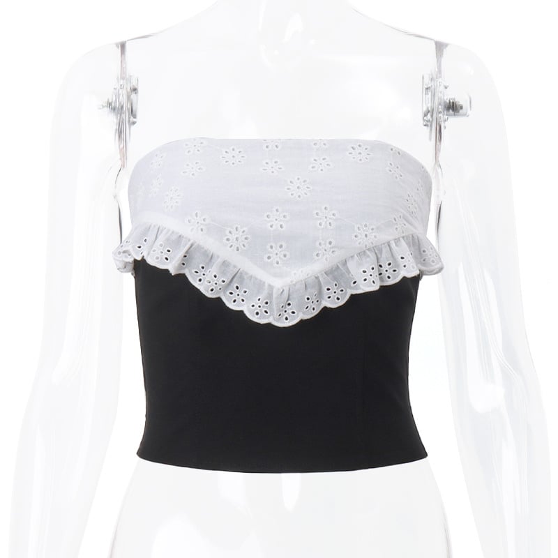 Black & Lace Patchwork Tube Top