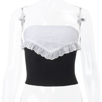 Black & Lace Patchwork Tube Top