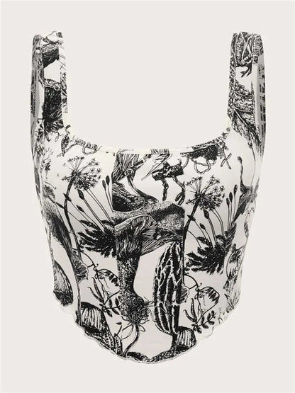 Black & White Plant Print Tank Top