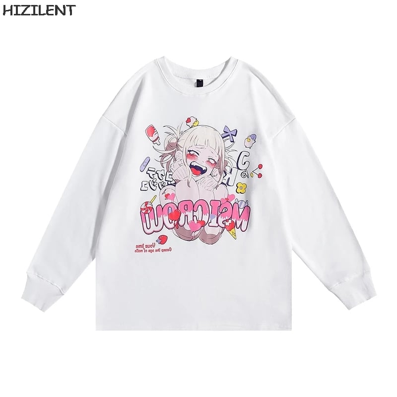 Cute Toga Anime Girl Cartoon Print Oversize Long Sleeve T-shirt Sweater Hoodie Aesthetic Casual Summer E-Girl Kawaii Korean Japanese Harajuku
