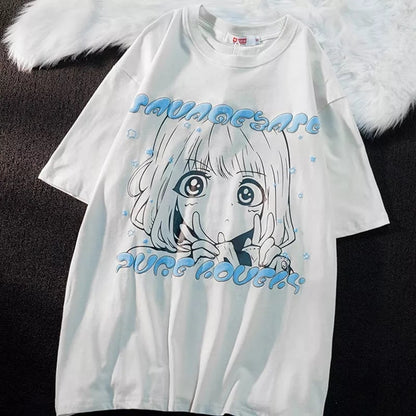 Anime Girl Graphic Print Loose Short Sleeve T-shirt