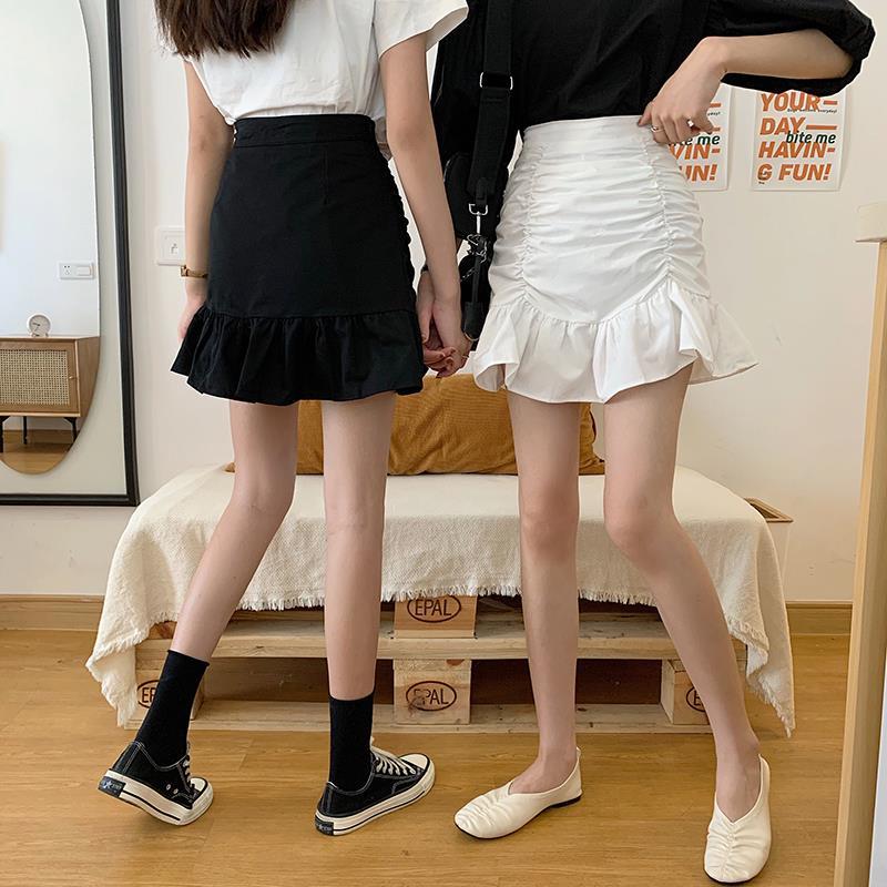 Ruffle Hem Ruched A-Line Skirt