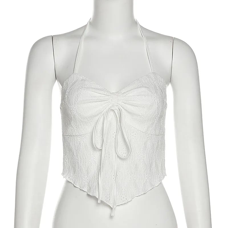 White Lace Backless Tank Top