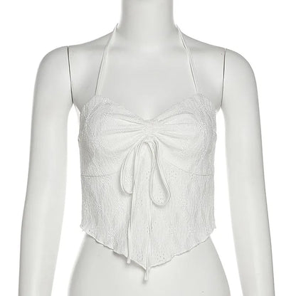 White Lace Backless Tank Top