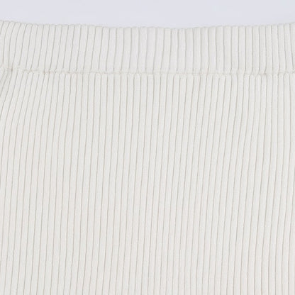 White Knit Pencil Mini Skirt