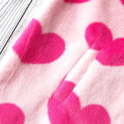 Cute 90s Heart Print Plush Long Sleeve Jacket Hoodie Sweater Coat Aesthetic Casual E-Girl Kawaii Korean Japanese Harajuku