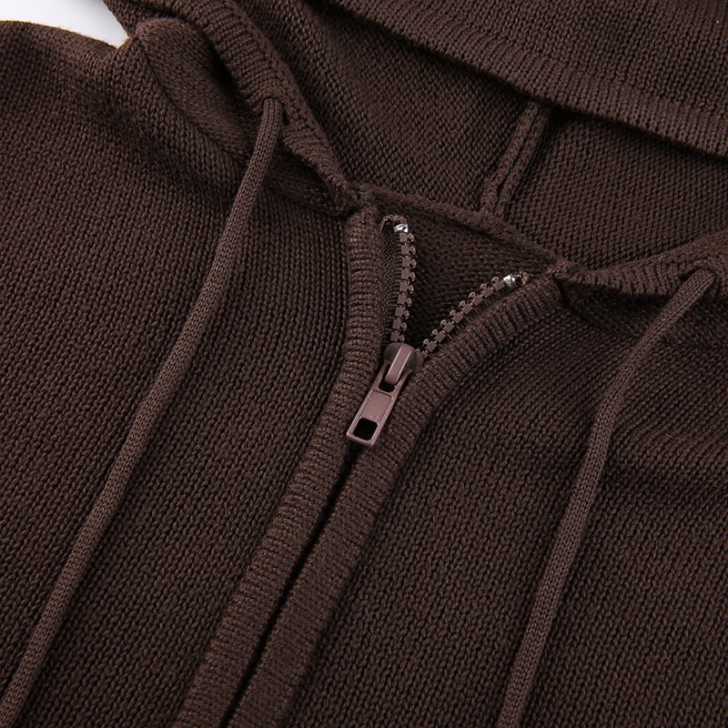 Brown Knit Long Sleeve Jacket