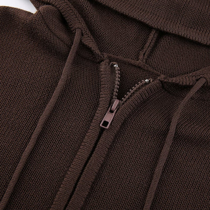 Brown Knit Long Sleeve Jacket