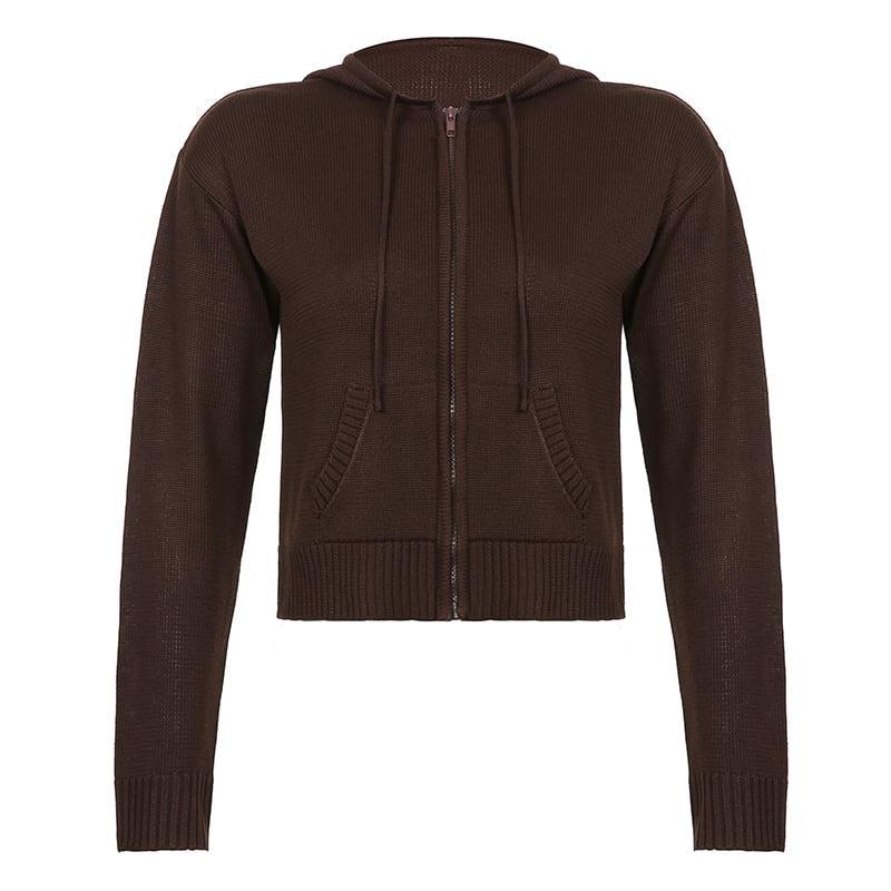 Brown Knit Long Sleeve Jacket