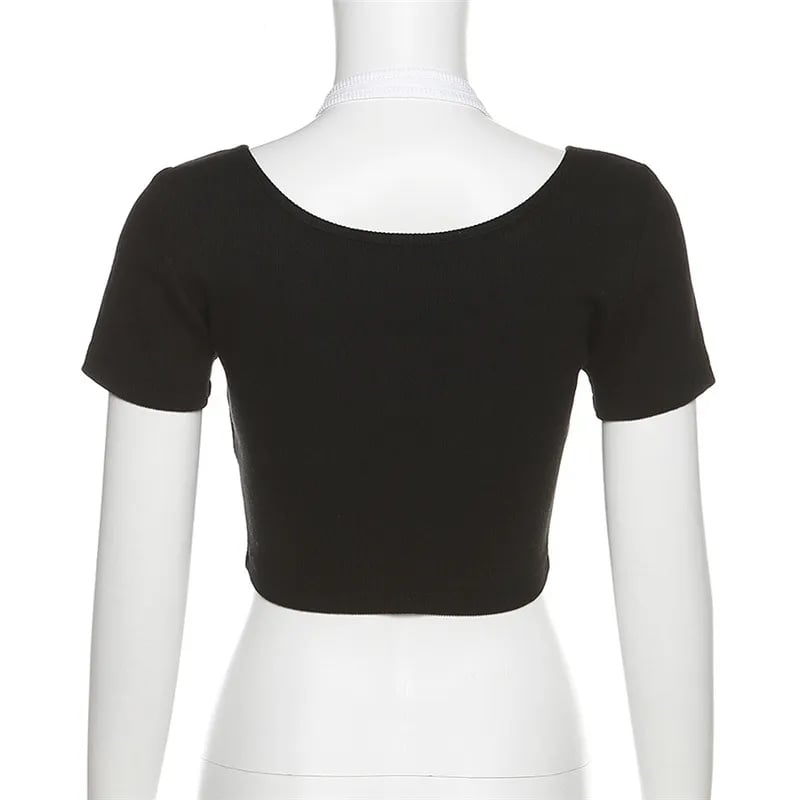Pink Square Neck Crop Top
