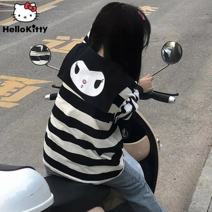 Japanese Anime Collar Stripe Long Sleeve Shirt