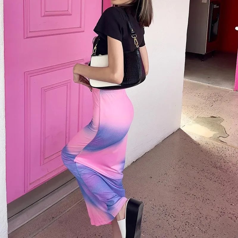 Tie Dye Bodycon Maxi Skirt
