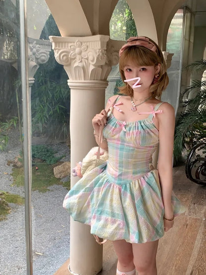 Rainbow Fairy Bow Colorful Mini Dress