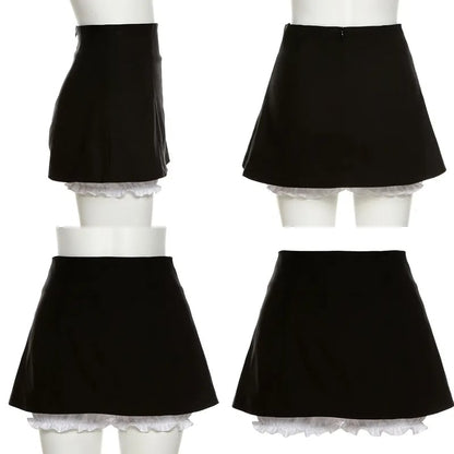 Black Ruffle High Waist Bloomers Mini Skirt