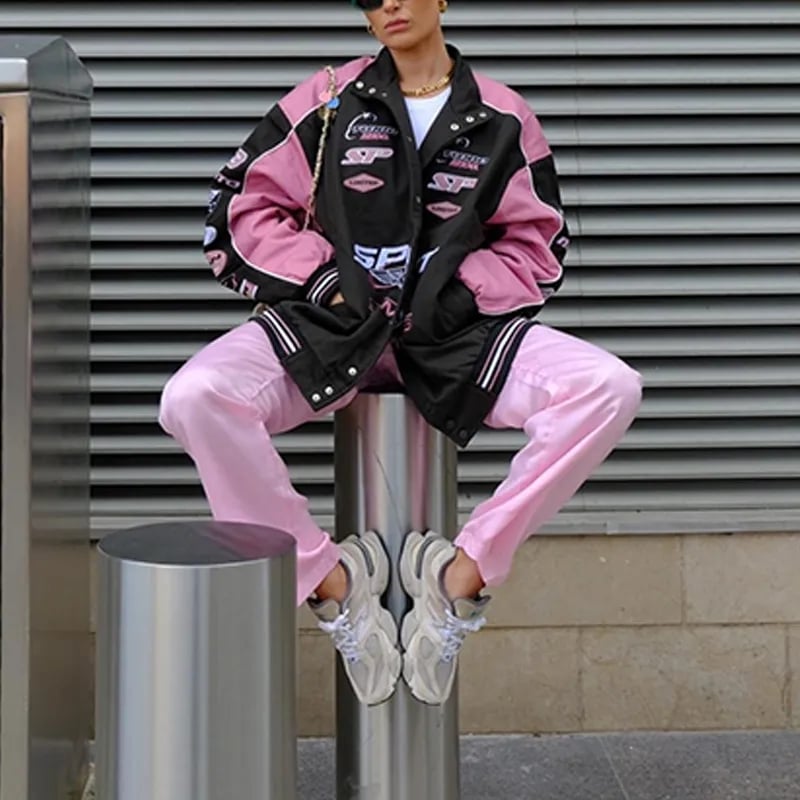 Pink Patchwork Baseball Jacket