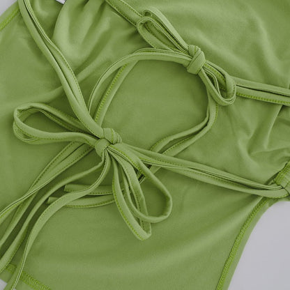 Green Strapless Bandage Backless Top