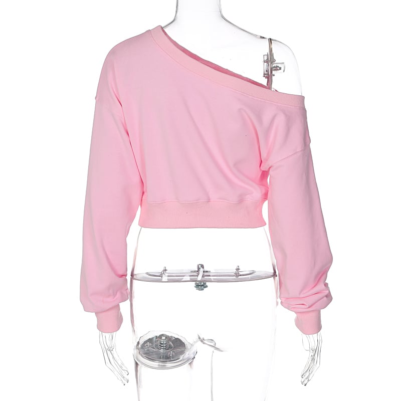 Bow Rhinestone Off Shoulder Sweater