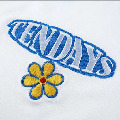 Cute Blue Lace Letter Embroidery Floral Print Short Sleeve Shirt Crop Top Aesthetic Casual Summer E-Girl Kawaii Korean Japanese Harajuku Streetwear
